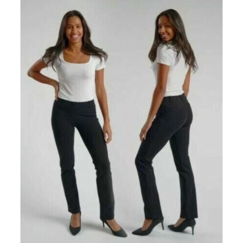 Betabrand Classic Straight Leg Dress Pants Size 2 XL Pull On  Pockets Flat Front